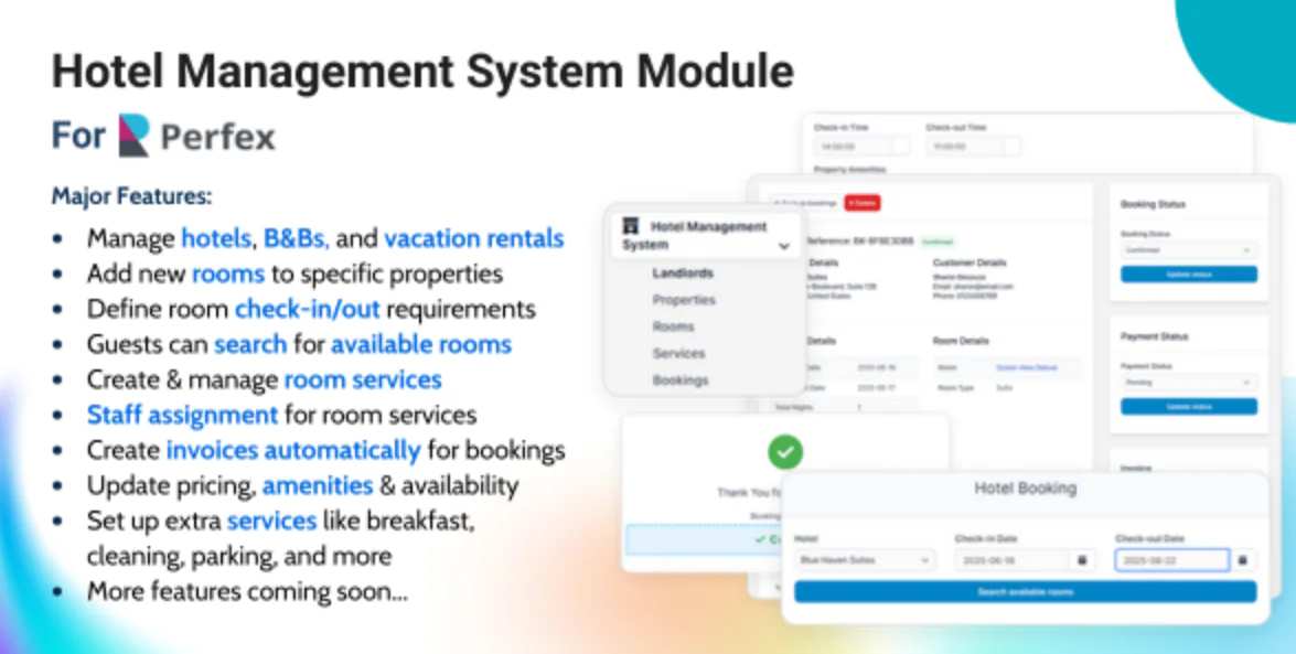 Hotel Management System Module para Perfex CRM