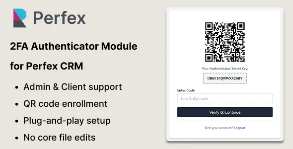 2FA Authenticator Module para Perfex CRM – Compatível com Google e Microsoft.